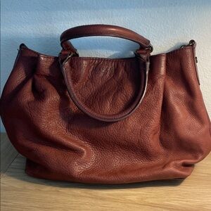 American Leather Co Cognac Leather Tote – Slouchy Satchel – Genuine Leather